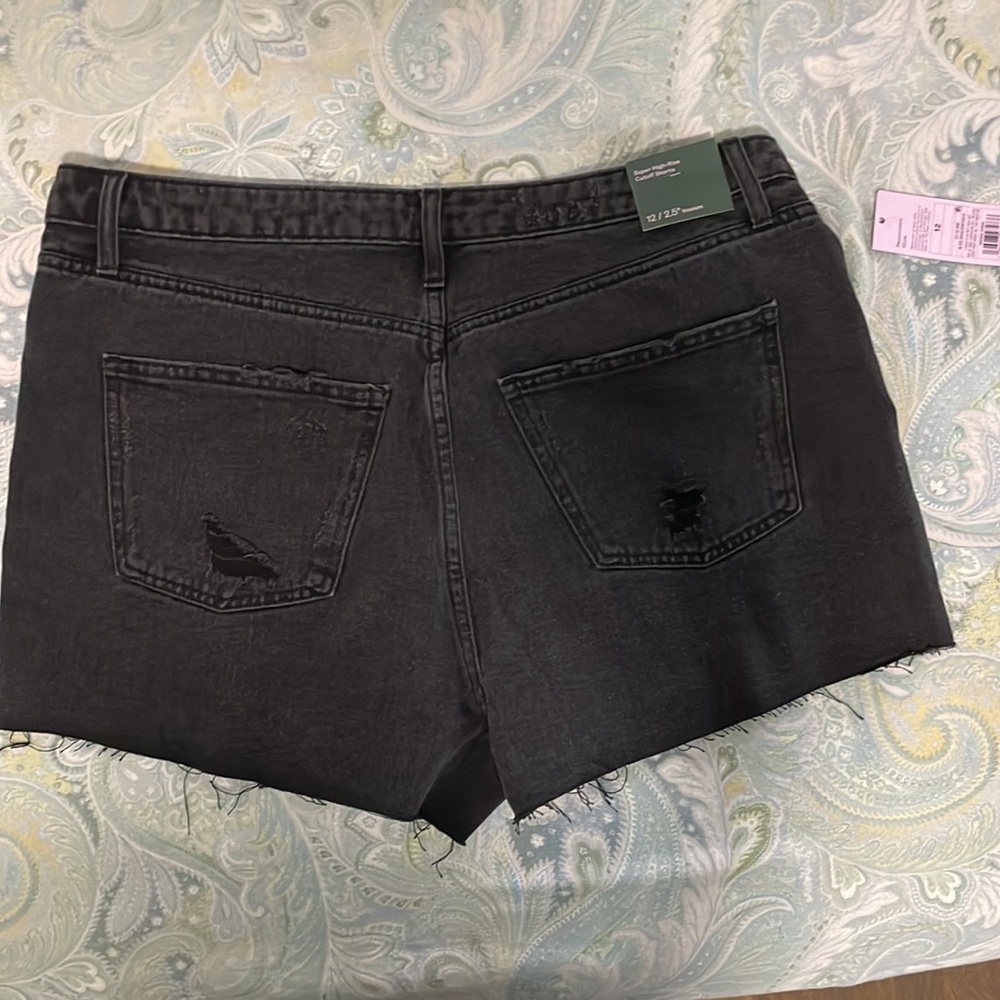 Black distressed jean high waisted shorts size 12 ladies